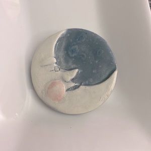 🆕Artisan Handmade Beautiful Pottery Crescent Moon Brooch